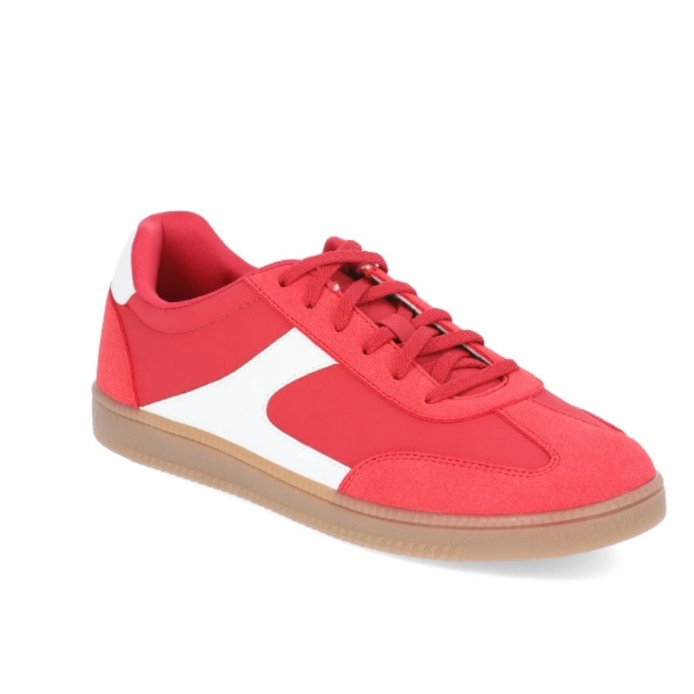 Red Low-Top Women's Sneaker with White Accent